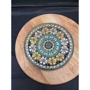 Vintage Brass Enameled Wall Hanging 6.5"